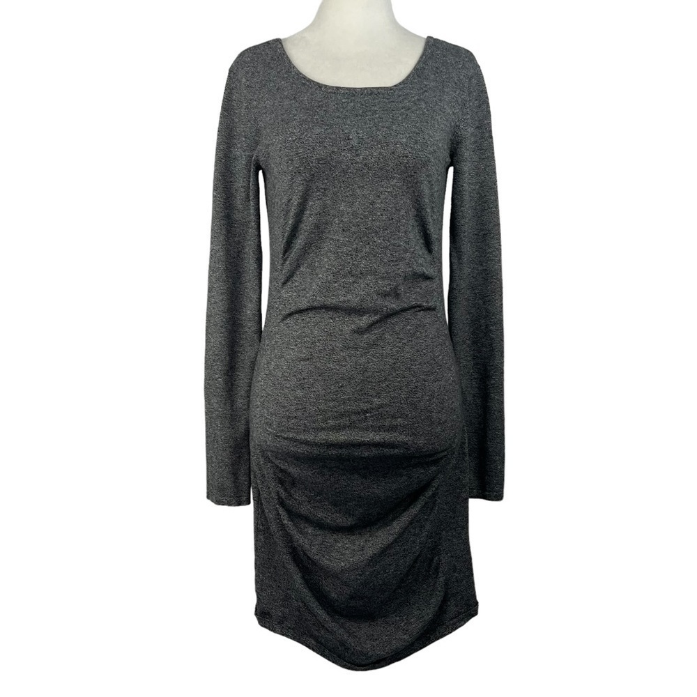 𝅺EXPRESS HEATHER GRAY‎ BODYCON RUCHED LONG SLEEVE DRESS